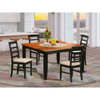 HomeStock Set Tavolo da Pranzo Quadrato 5 Pezzi con Top in Legno Massello Finitura Nera e 4 Sedie