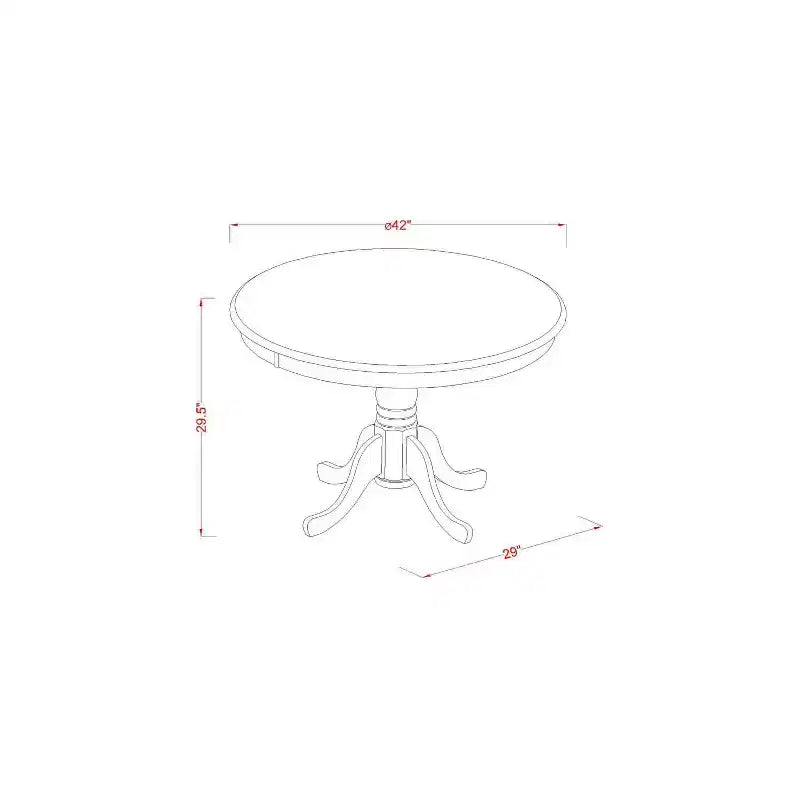 Set da pranzo rotondo 5 pezzi - Tavolo da 42 pollici e 4 sedie Parsons - Similpelle marrone - Stile medievale
