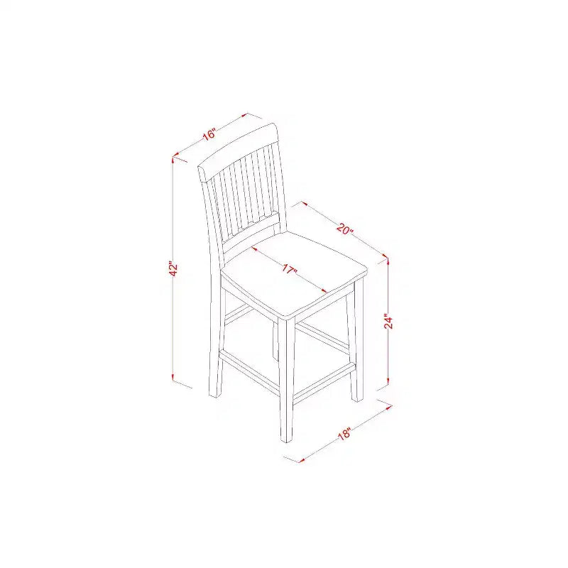 HomeStock Set da pranzo in 5 pezzi con ripiano in legno massello finitura mogano - Posti a sedere per 4 persone