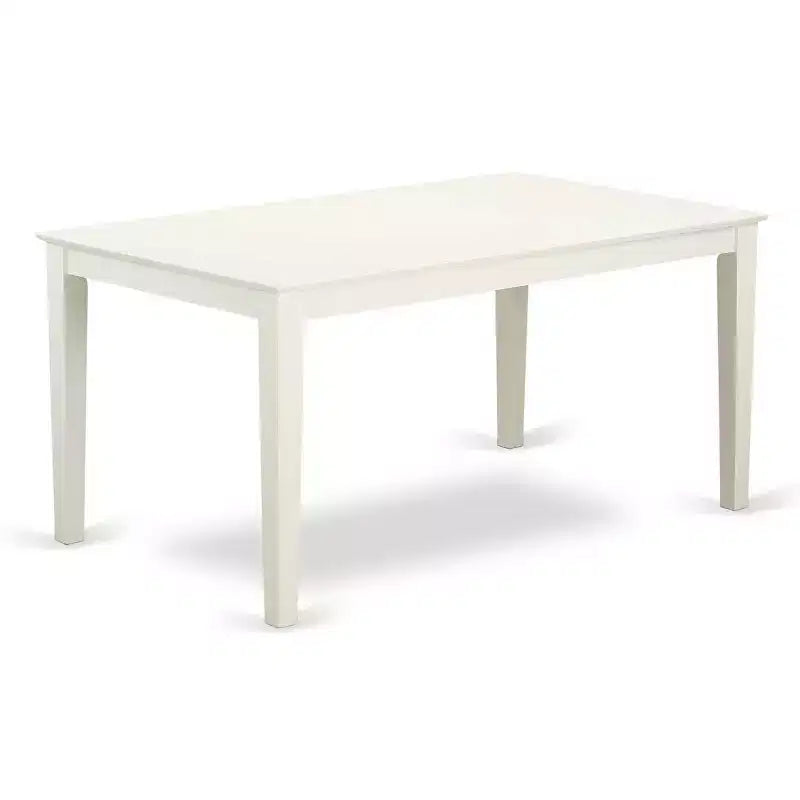 HomeStock Tavolo da Pranzo Rettangolare in Legno Massello con Finitura Lino Bianco a 7 Pezzi con 6 Sedie Parson