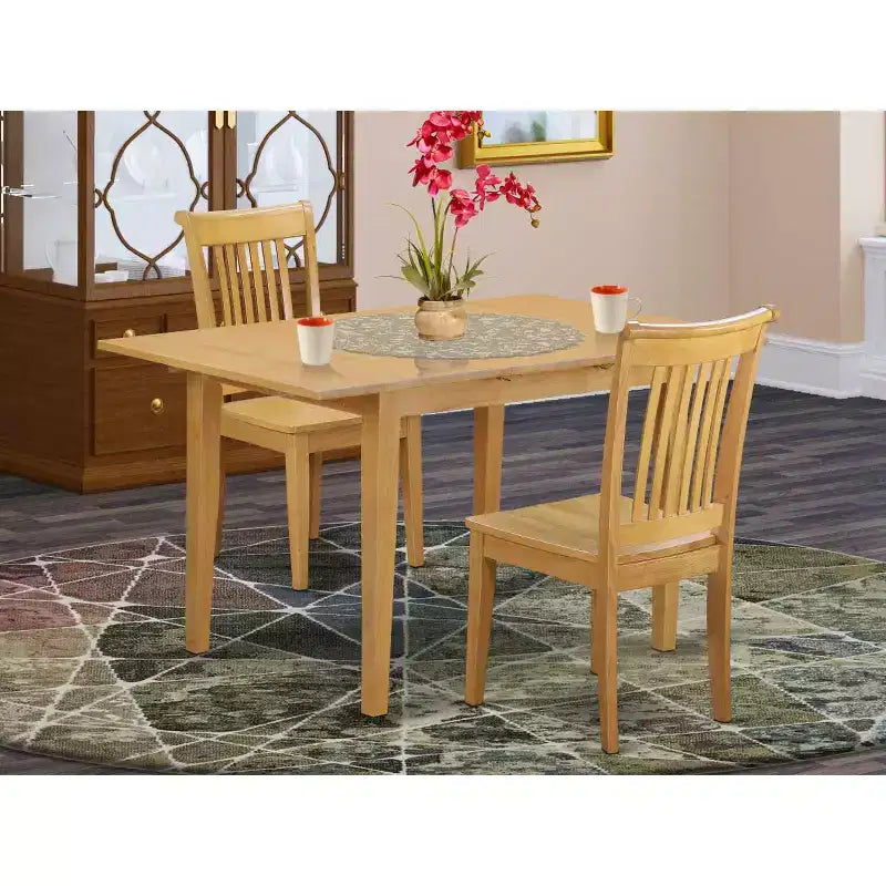 Set da pranzo 3 pezzi tavolo e sedie - Tavolo da cucina con sedie - Set da pranzo piccolo - Elegante finitura rovere