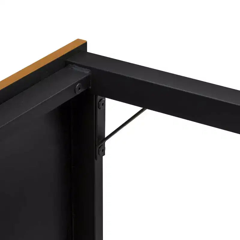 HomeStock Set da pranzo 3 pezzi con piano laminato in legno massiccio, finitura nera e marrone - 1 tavolo da pranzo e 2 panche verniciate a polvere
