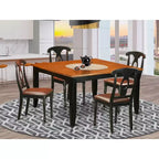 Tavolo da pranzo HomeStock a 5 pezzi, piano quadrato in legno massiccio finitura nera e ciliegio con 4 sedie