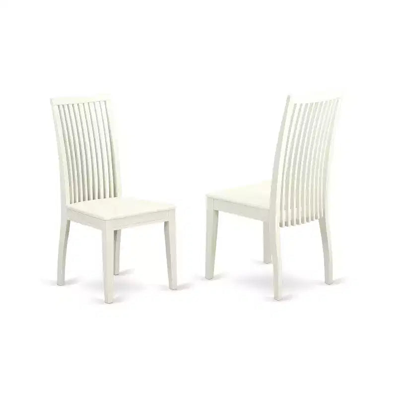 HomeStock Tavolo da pranzo in legno massello con piano bianco lino e 4 sedie, 5 pezzi