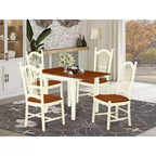 HomeStock Set da pranzo 5 pezzi con piano in legno massello color latticello e ciliegio - Posti a sedere per 4 persone