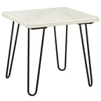 Tavolino Royal Hampton con piano in marmo e gambe angolari in legno intagliate con motivo floreale, colore argento