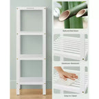 Scaffale a 4 ripiani in bambù, mobile portaoggetti alto 98 cm, ingombro salvaspazio 33x33 cm, 4 ripiani regolabili, per bagno, cucina, balcone