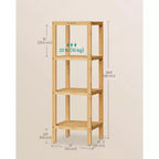 Scaffale a 4 ripiani in bambù, mobile portaoggetti alto 98 cm, ingombro salvaspazio 33x33 cm, 4 ripiani regolabili, per bagno, cucina, balcone