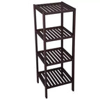 Scaffale a 4 ripiani in bambù, mobile portaoggetti alto 98 cm, ingombro salvaspazio 33x33 cm, 4 ripiani regolabili, per bagno, cucina, balcone