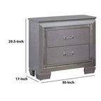 Comodino a 2 cassetti Royal Hampton in legno con dettagli a rilievo in trama, grigio