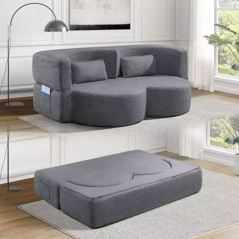 Divanetto trasformabile 2 in 1 Okak moderno e pieghevole con memory foam, comodo divano letto futon per soggiorno, appartamento