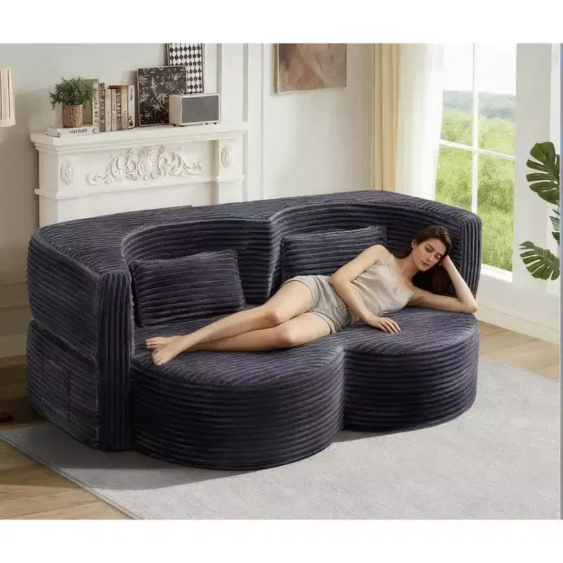 Divanetto trasformabile 2 in 1 Okak moderno e pieghevole con memory foam, comodo divano letto futon per soggiorno, appartamento