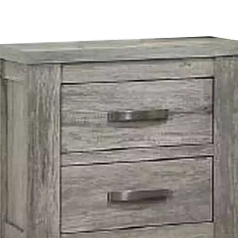 Comodino Royal Hampton con due cassetti e maniglie a barra in metallo, grigio