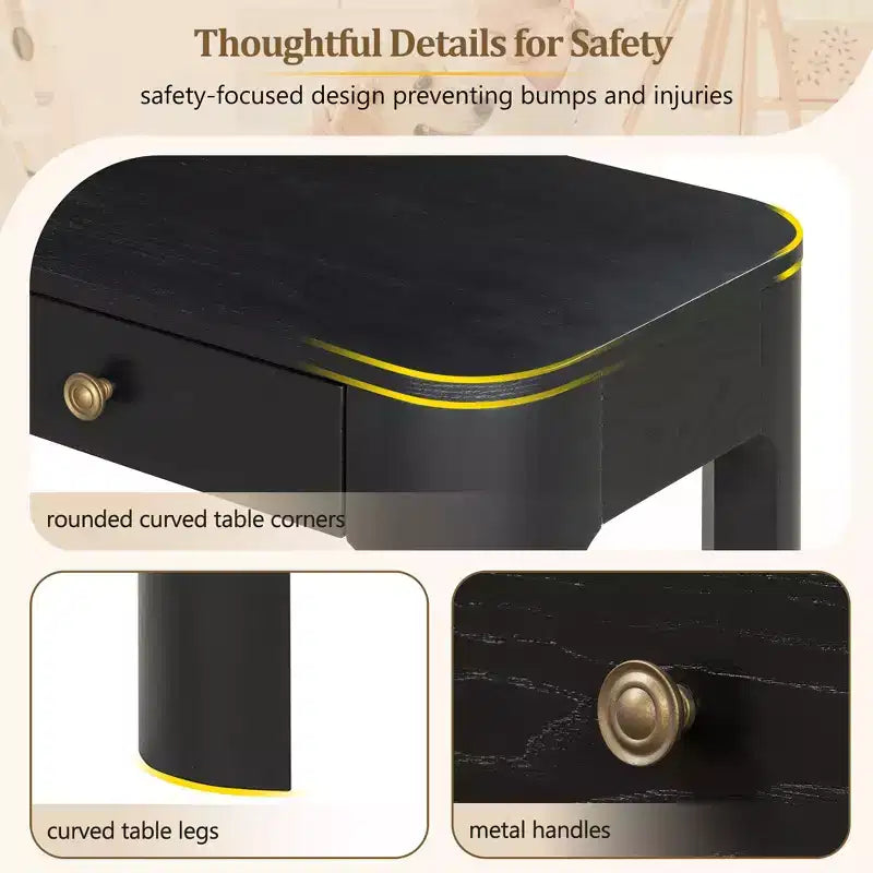 Console Polibi con bordi curvi e 3 cassetti nascosti