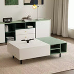 Tavolino da salotto Luck Live Moderno con 2 cassetti, design bicolore, ripiani aperti, maniglia nascosta e gambe in metallo