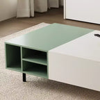 Tavolino da salotto Luck Live Moderno con 2 cassetti, design bicolore, ripiani aperti, maniglia nascosta e gambe in metallo