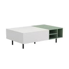 Tavolino da salotto Luck Live Moderno con 2 cassetti, design bicolore, ripiani aperti, maniglia nascosta e gambe in metallo