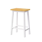 EHMKNP Sgabelli alti da bancone da 65 cm con poggiapiedi, sedile in legno e struttura in metallo nero, sgabelli da cucina rustici per sala da pranzo, pub o caffetteria