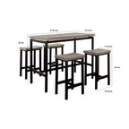 Set da 5 pezzi tavolo da altezza bancone in legno Royal Hampton in marrone naturale e nero