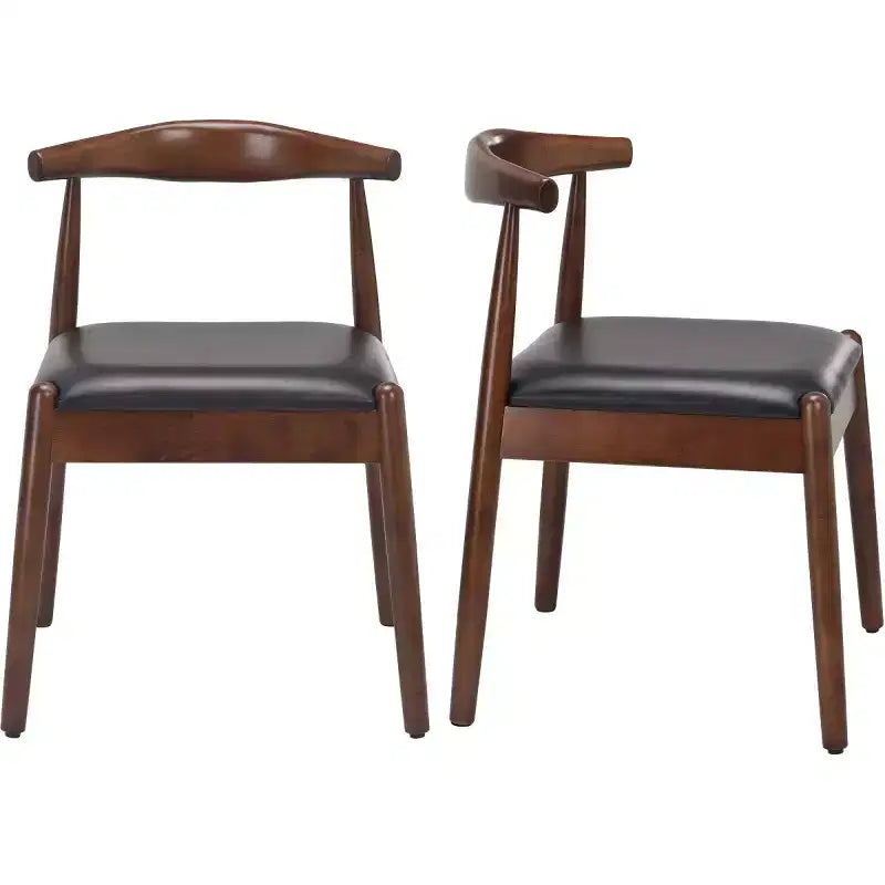 Set di 2 sedie da pranzo in similpelle stile Mid-Century Modern con struttura in legno massello, sedie senza braccioli per sala da pranzo o soggiorno-Panipeachy