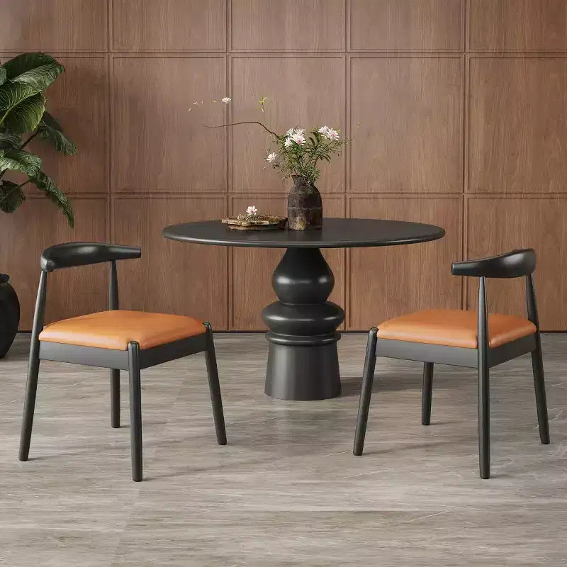 Set di 2 sedie da pranzo in similpelle stile Mid-Century Modern con struttura in legno massello, sedie senza braccioli per sala da pranzo o soggiorno-Panipeachy