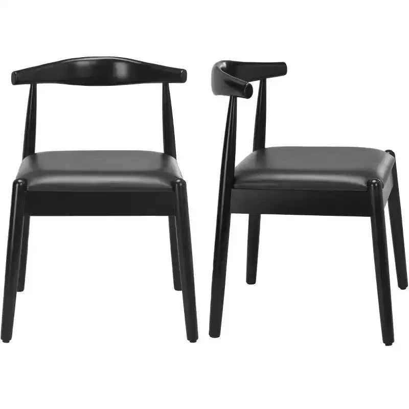 Set di 2 sedie da pranzo in similpelle stile Mid-Century Modern con struttura in legno massello, sedie senza braccioli per sala da pranzo o soggiorno-Panipeachy