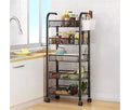 5 Tier Rolling Utility racks, Storage Metal Rolling Cart with Wheels, Rolling Metal racks for Fruits Vegetables Snacks Bowl&Dishes