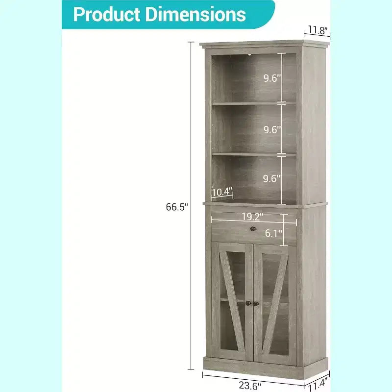 COZONY Armadio Contenitore Alto 170 cm con Ante e Ripiani, Dispensa Organizzatore Autoportante