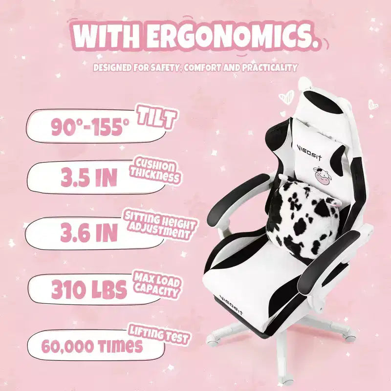 Okak Sedia Girevole da Gaming per Animali Carini e Moderni con Cuscino Lombare a Zampa, Sedia da Lavoro Ergonomica e Alta per Computer per Adulti