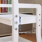 Scrivania ad Angolo per Bambini, Set Scrivania e Sedia per Bambini, Tavolo Studio a L per Bambini - Include Bacheca, Scaffali Aperti e Armadietti e Cassetti Contenitori