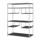 Libreria Royal Hampton con 7 ripiani e motivo geometrico, argento e grigio scuro
