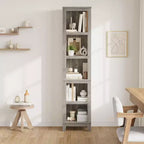 Libreria alta 180 cm con ripiani regolabili e larghezza 80 cm, scaffale a 5 ripiani in stile rustico con gambe in legno, libreria vintage per soggiorno