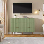 Credenza moderna con 6 cassetti profondi a coste e gambe in metallo, cassettiera organizer in legno, tavolino per camera da letto, soggiorno, corridoio, camera dei bambini