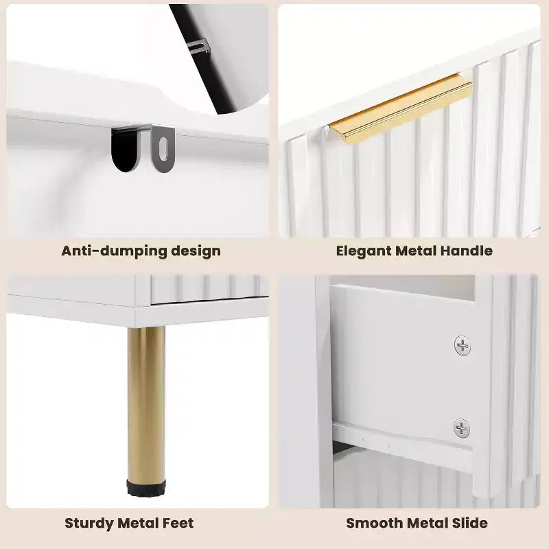 Credenza moderna con 6 cassetti profondi a coste e gambe in metallo, cassettiera organizer in legno, tavolino per camera da letto, soggiorno, corridoio, camera dei bambini