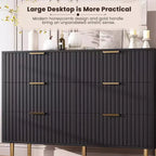 Credenza moderna con 6 cassetti profondi a coste e gambe in metallo, cassettiera organizer in legno, tavolino per camera da letto, soggiorno, corridoio, camera dei bambini