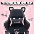 Okak Sedia Girevole da Gaming per Gatti Moderna e Carina con Cuscino Lombare a Zampa, Sedia da Lavoro Ergonomica Elevata Sedia da Computer per Adulti