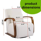 Poltrona girevole a 360° Zeus & Ruta in tessuto crema stile Mid-Century Modern con braccioli curvi in legno massello