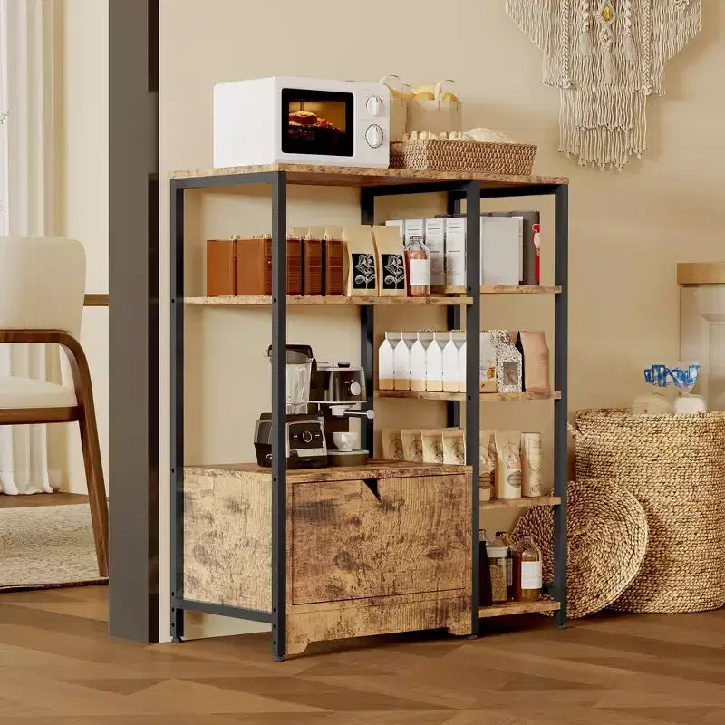 COZONY 32 Mobile Bar Angolare Piccolo con Contenitore, Credenza Compatta, Mobile Bar da Fattoria con Ante e Cassetti
