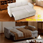 Dyonery divano letto estraibile a tre posti da 81 pollici, con contenitore e tasche laterali, schienale regolabile, divano letto convertibile, ciniglia
