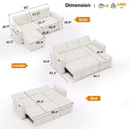 Dyonery divano letto estraibile a tre posti da 81 pollici, con contenitore e tasche laterali, schienale regolabile, divano letto convertibile, ciniglia