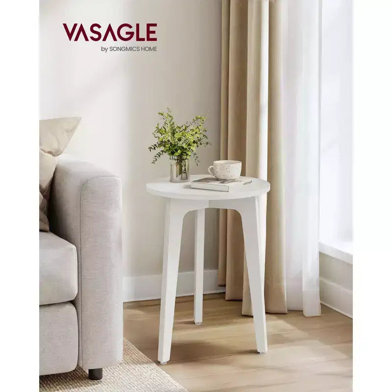 Comodino rotondo compatto, tavolino laterale piccolo, stile moderno di metà secolo, per spazi ristretti