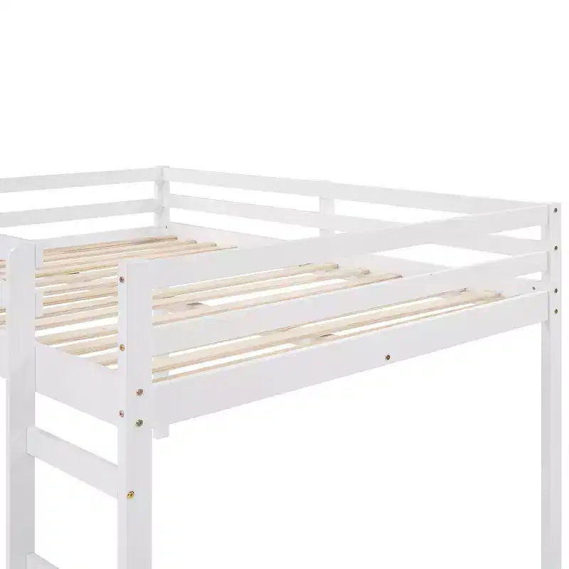 Whisen letto a soppalco con letto matrimoniale, struttura del letto con scivolo e sponda di sicurezza a tutta lunghezza, design multifunzionale - Bianco