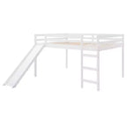 Whisen letto a soppalco con letto matrimoniale, struttura del letto con scivolo e sponda di sicurezza a tutta lunghezza, design multifunzionale - Bianco