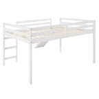 Whisen letto a soppalco con letto matrimoniale, struttura del letto con scivolo e sponda di sicurezza a tutta lunghezza, design multifunzionale - Bianco