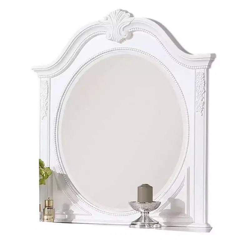 Specchio per Comò Royal Hampton, Cornice Intagliata da 42 Pollici, Legno Massello Bianco Classico