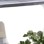 Specchio per comò Royal Hampton, luci a LED bianche, cornice in legno massello grigio da 46 pollici