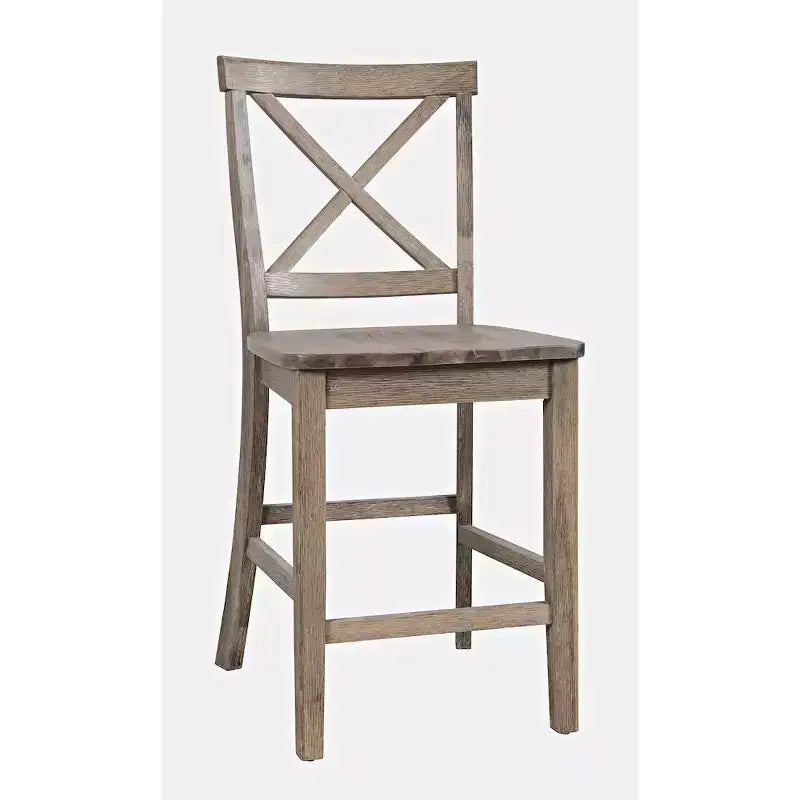 Jofran, sgabello da bar con schienale a X in legno spazzolato Coastal Tides (set da 2)