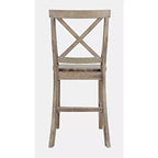 Jofran, sgabello da bar con schienale a X in legno spazzolato Coastal Tides (set da 2)