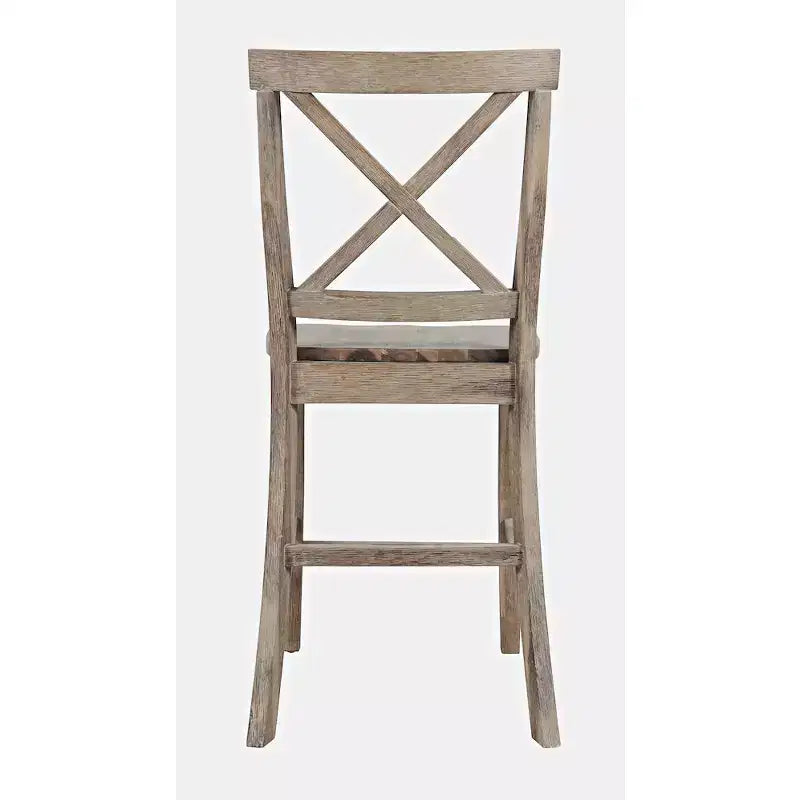 Jofran, sgabello da bar con schienale a X in legno spazzolato Coastal Tides (set da 2)