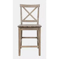 Jofran, sgabello da bar con schienale a X in legno spazzolato Coastal Tides (set da 2)
